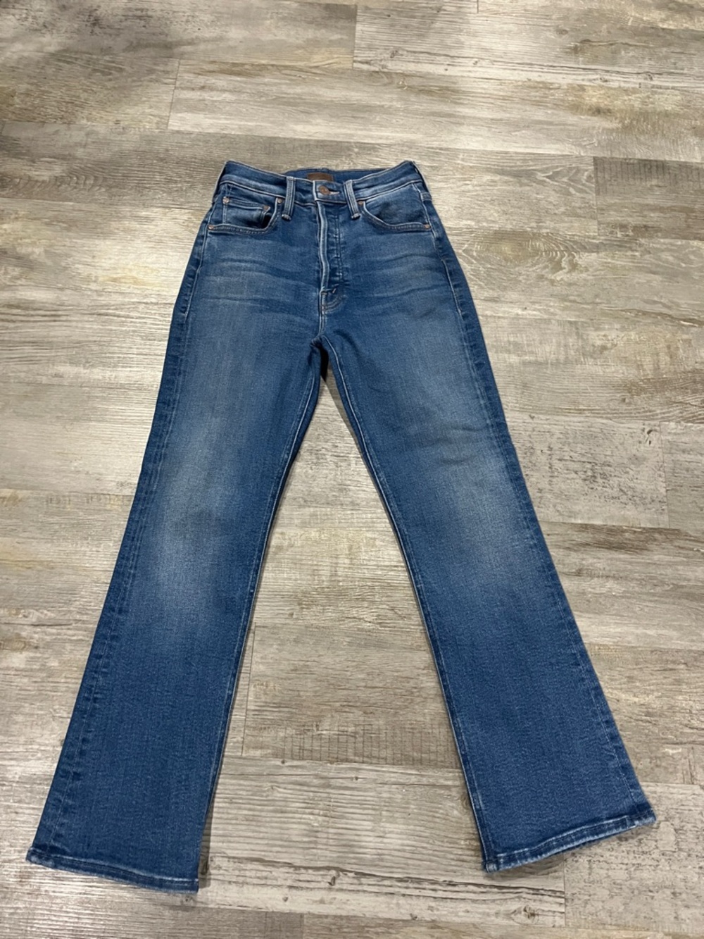 MOTHER High Rise Straight Jeans in Medium Blue Wash size 23 size 0